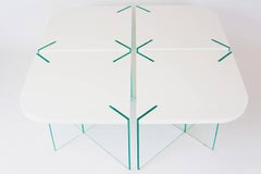 Radius Table, Contemporary Marble and Glass Coffee Table