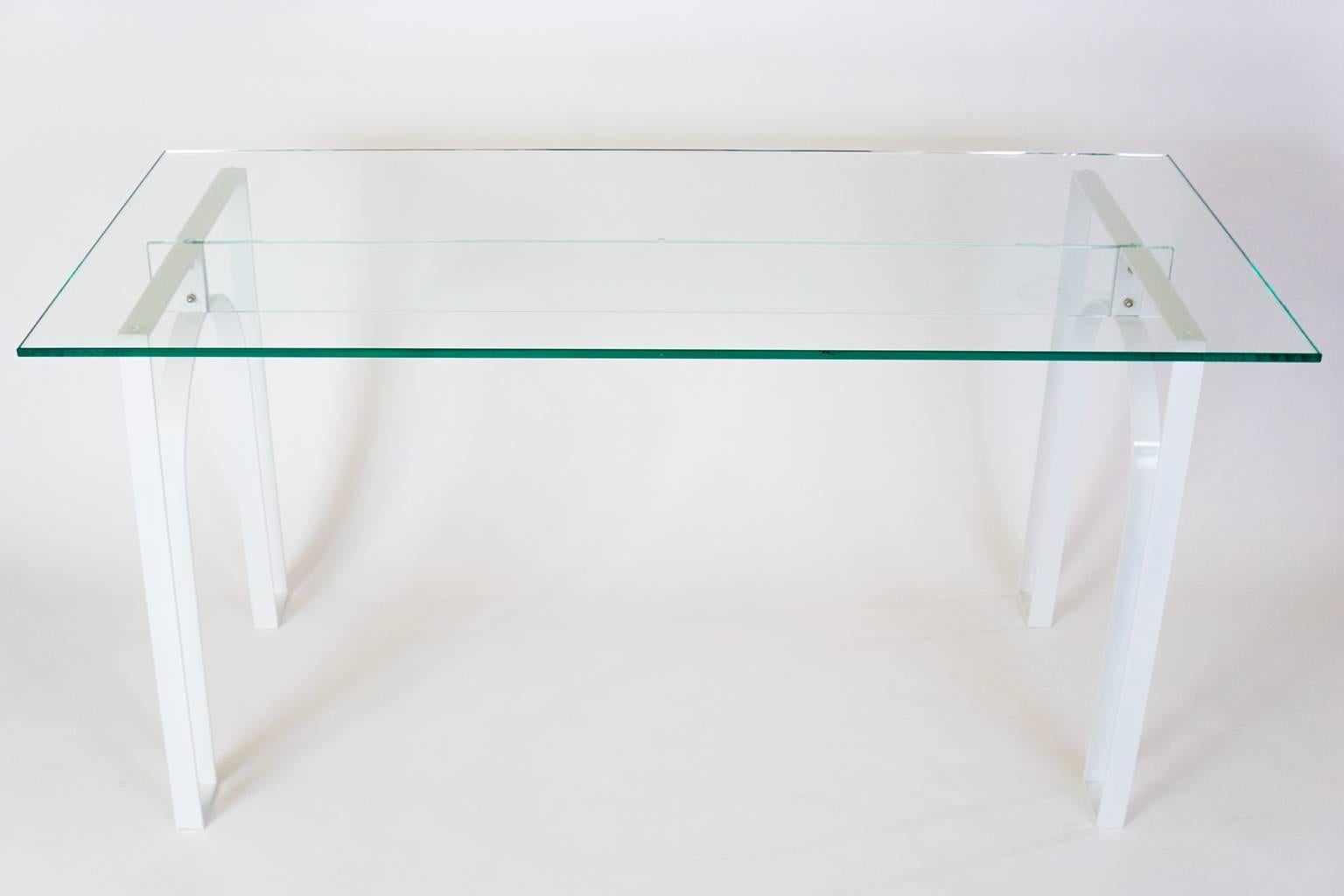 Arch Desk, Contemporary Painted Steel and Glass Desk For Sale 1