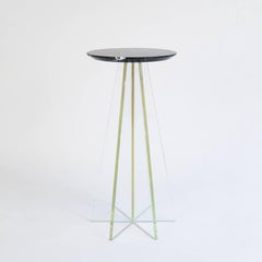 Atlas Side Table, Contemporary Glass and Nero Marquina Marble Accent Table