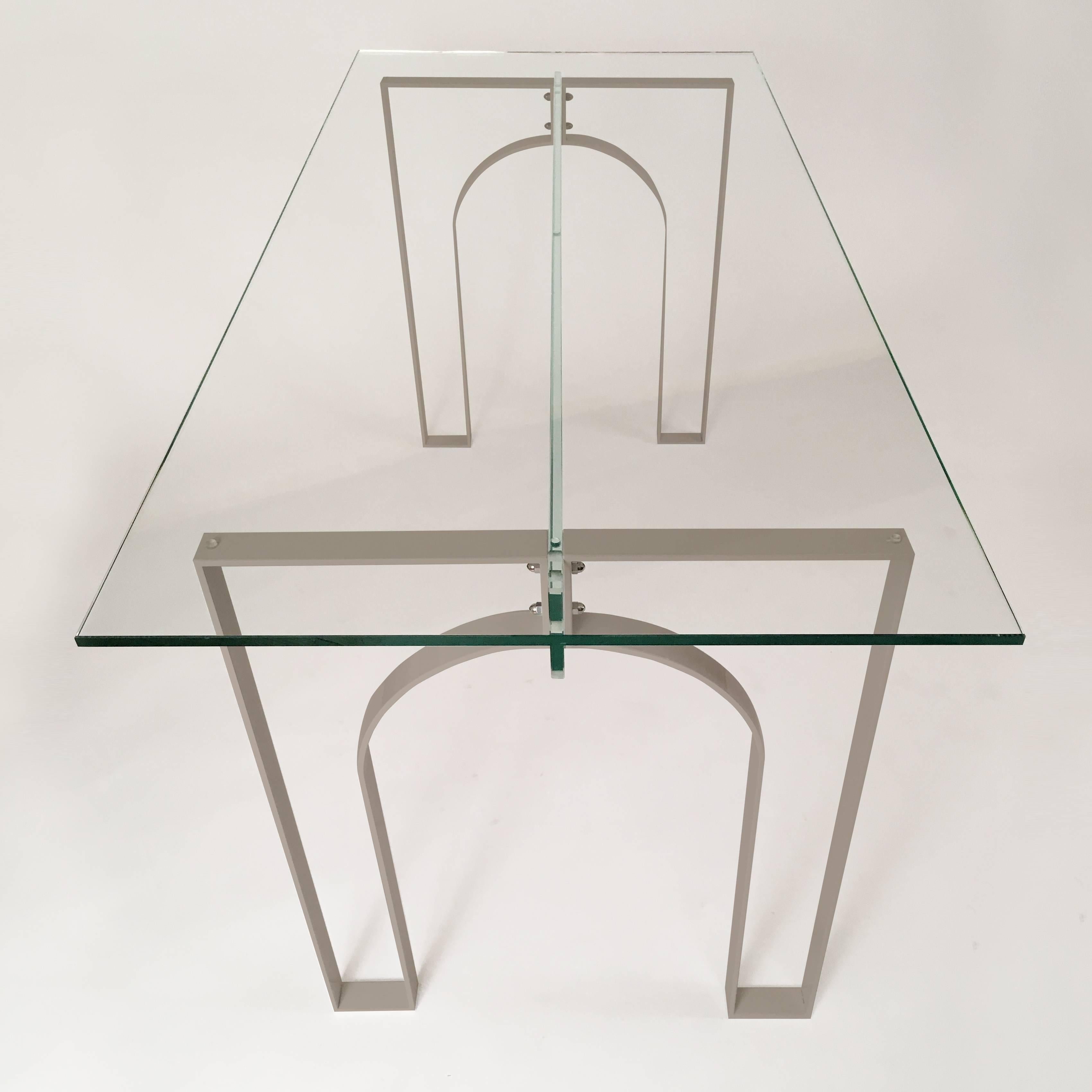 American Arch Desk, Contemporary Painted Steel and Glass Desk For Sale