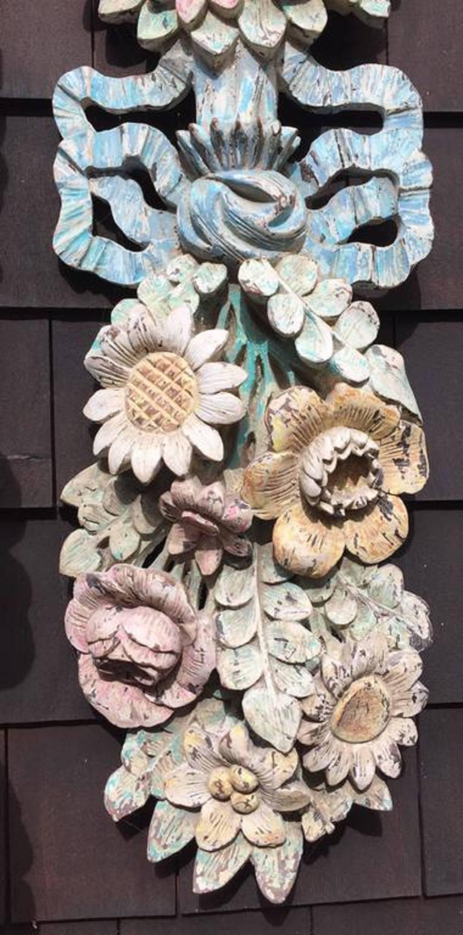 Chippendale Wooden Floral Carvings in the Manner of Grinling Gibbons For Sale