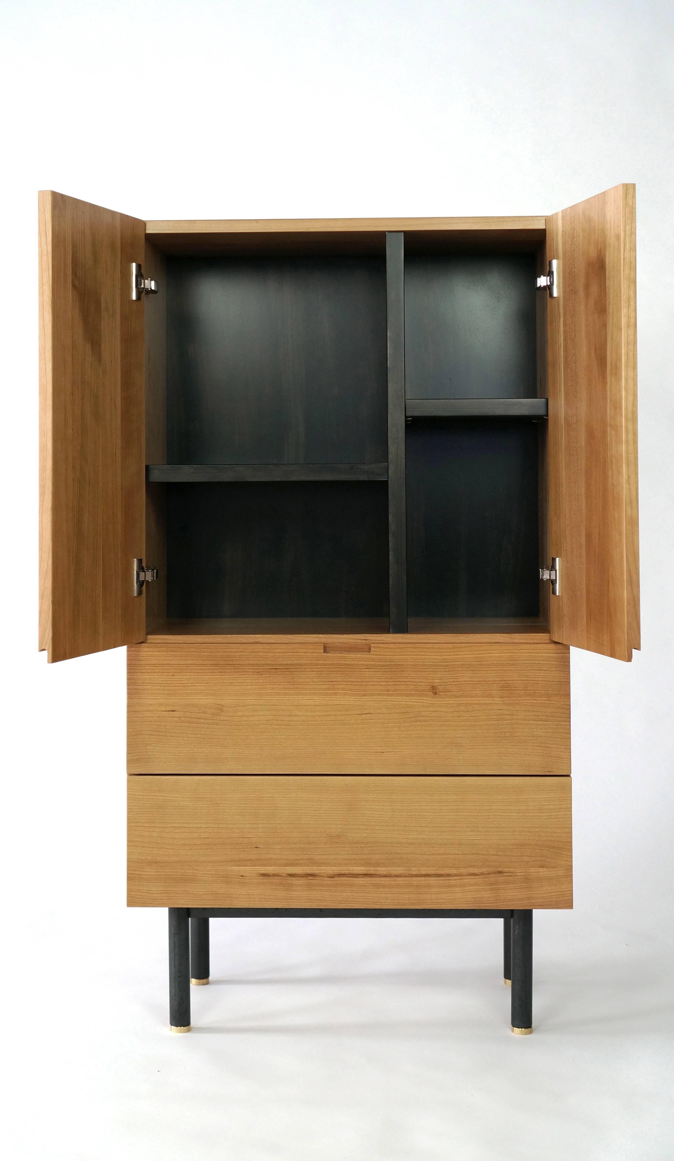 Ratio Contemporary Cherry Bar Cabinet In New Condition For Sale In New York, NY