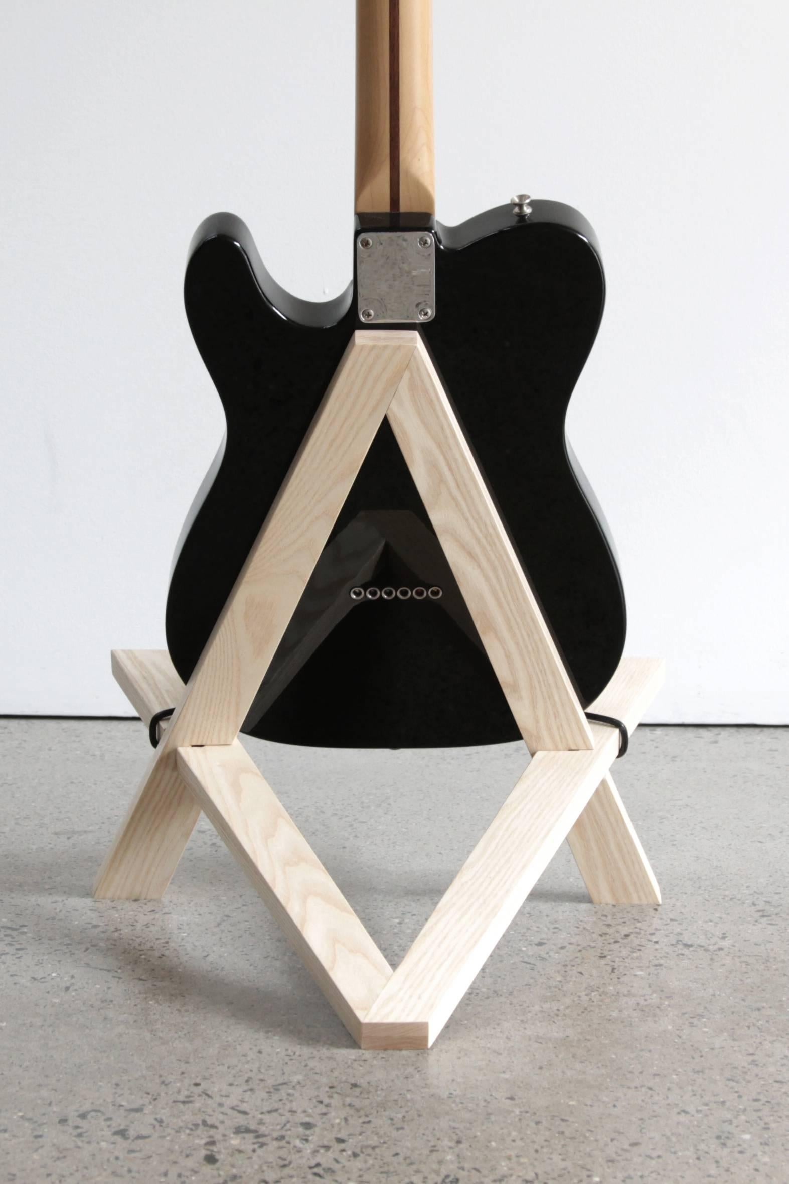 Swedish for “chair”, the Stol is a collapsible guitar stand designed for playing at home or in the studio. Simply snap the two identical wood frames together to use the stand, and then knock them back down to store flat. The adjustable rubber ring