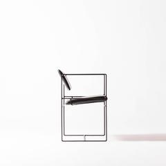 Lounge Pivot Chair in Laser-Cut Steel Frame and Leather Seat