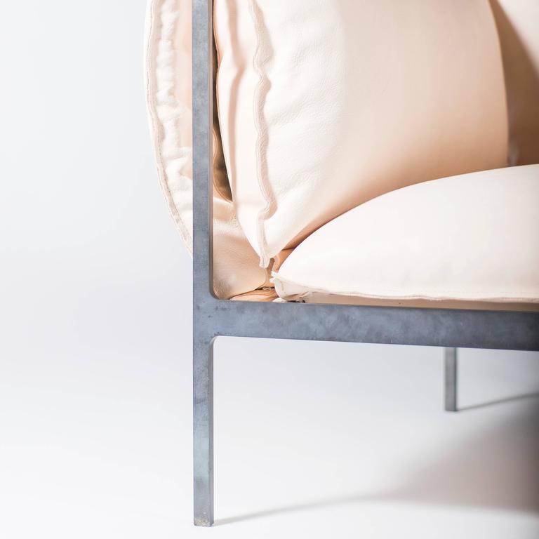 Armchair In Vegetable Tanned Leather And Oiled Laser Cut Steel