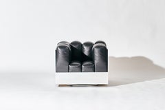 Marshmallow Lounge by KLEIN, Swivel Chair in Black Leather with Aluminum Frame