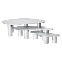 Nestled Puddle Coffee Tables by KLEIN, Three Stacked Aluminum Tables, New
