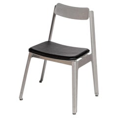 Modern Aluminum Dining Chair With Leather Seat Cushion by KLEIN, Stackable