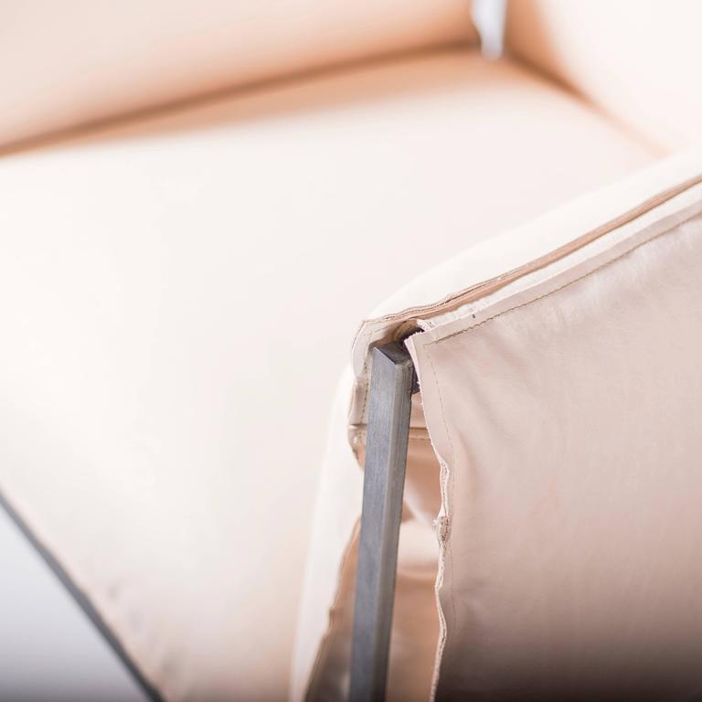 Armchair In Vegetable Tanned Leather And Oiled Laser Cut Steel