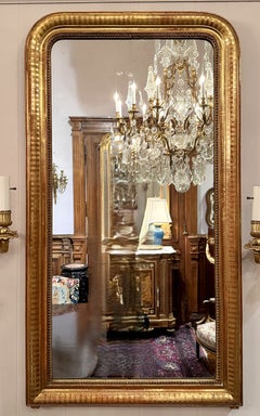 Antique French Louis Philippe Giltwood Mirror, Circa 1880.
