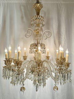 Antique 19th Century French Baccarat Crystal 12 Light Chandelier.