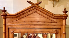 Antique French Art Deco Pine Faux Bamboo Armoire, Circa 1920.