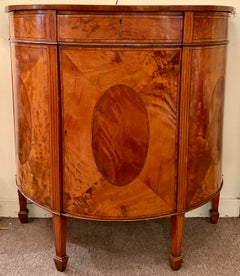 Antique English Satinwood Demi-Lune Commode, Circa 1880-1890.