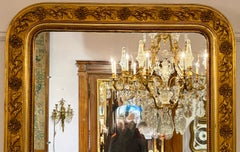 Antique French Louis Philippe Style Gold-Leaf Mirror, Circa 1890's.