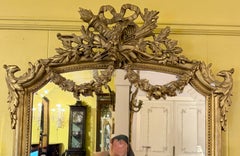 Antique French Louis XVI Style Gold Leaf Beveled Mirror, Circa 1890