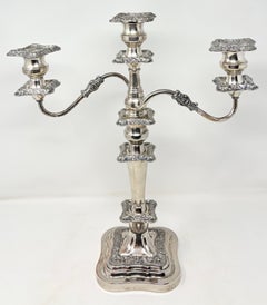 Pair of Antique English Silver-Plated Convertible Candelabra, 100 Years Old