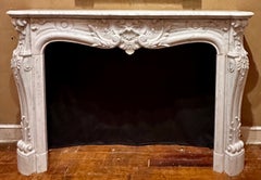 Antique French Louis XV Style Carrara Marble Mantelpiece, Circa 1820.
