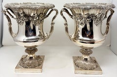 Antique English Sheffield Silver Plated Champagne Buckets, Circa 1860