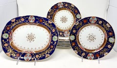 Set of 9 Antique 19th Century English Ironstone Service: 8 Plates and 1 Platter.