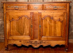Antique French Provincial Carved Walnut Buffet, Circa 1860.