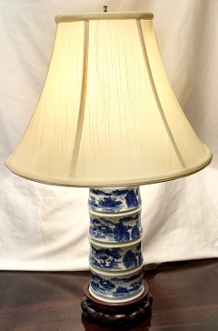 Pair Antique Chinese Porcelain Blue and White Lamps, Circa 1890's.
