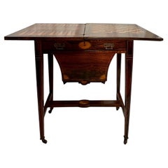 Tavolo da gioco antico inglese in palissandro e legno satinato, 1890 circa.