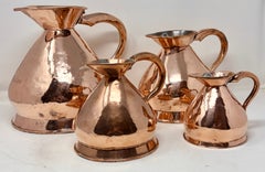 Set of 4 Antique English Copper Pub Measures, Circa 1880-1900.