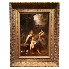 Antique German Oil on Canvas Painting by Rudolp Epp (1834-1910).