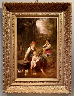 Antique German Oil on Canvas Painting by Rudolp Epp (1834-1910).