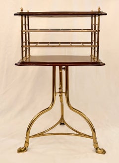 Antique English Edwardian Mahogany and Brass Magazine Stand, Circa 1900-1910's.