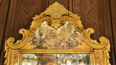 Antique Venetian Amber Mirror with Original Etching