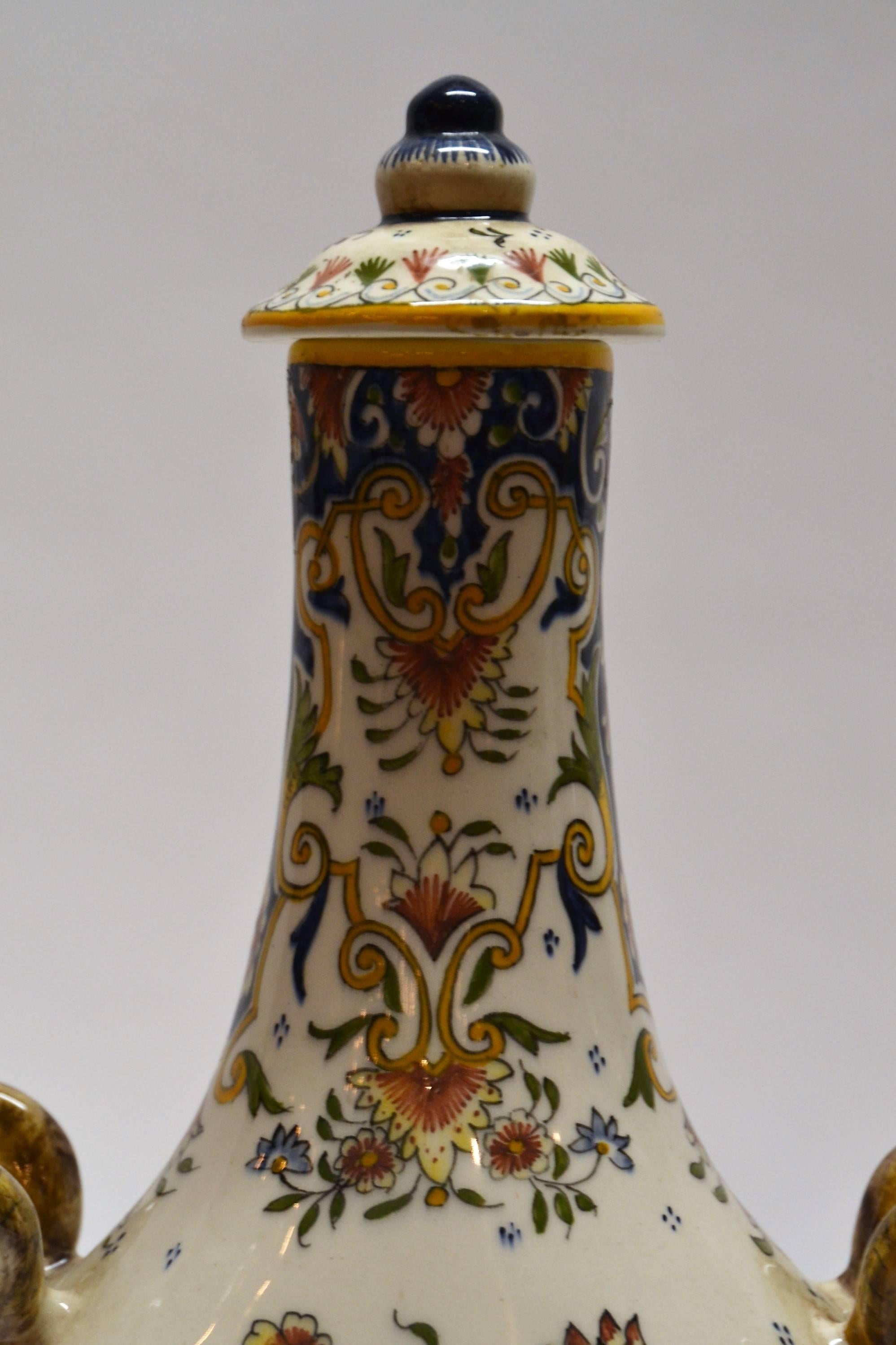 Antique French Faience Urn with Top 1
