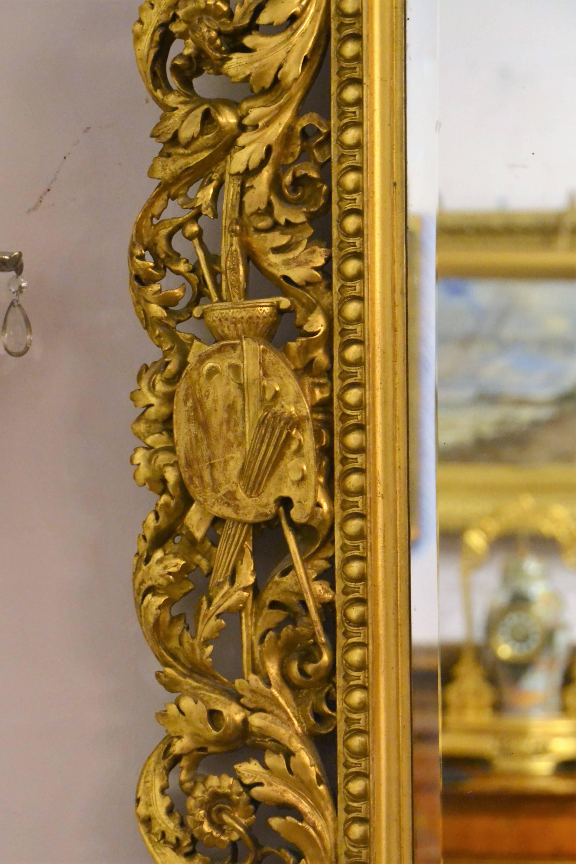Gilt Antique 19th Century Scottish Baronial Carved Wood Gold Mirror, circa 1860