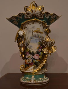 Pair of Antique Old Paris Porcelain Ante-Bellum Vases