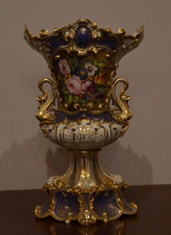 Paire de vases anciens Old Paris peints à la main Jacob Petit