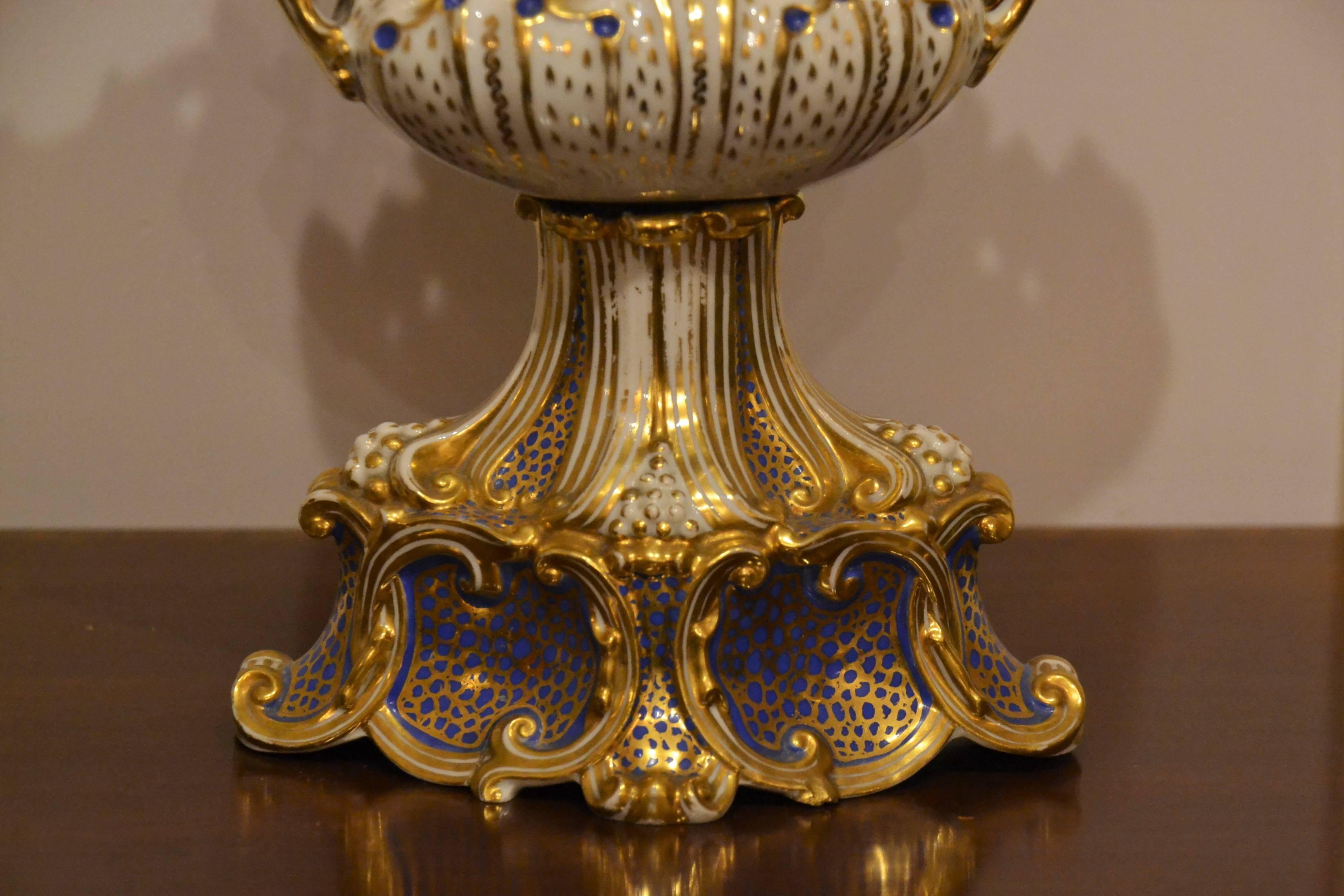 Mid-19th Century Pair of Antique Old Paris Hand Painted Jacob Petit Vases For Sale