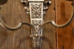Pair of Antique French Louis XVI Silvered Bronze Sconces, circa 1850