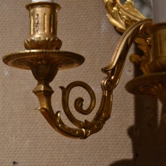Pair of Antique French Bronze Doré Louis XIV Wall Sconces