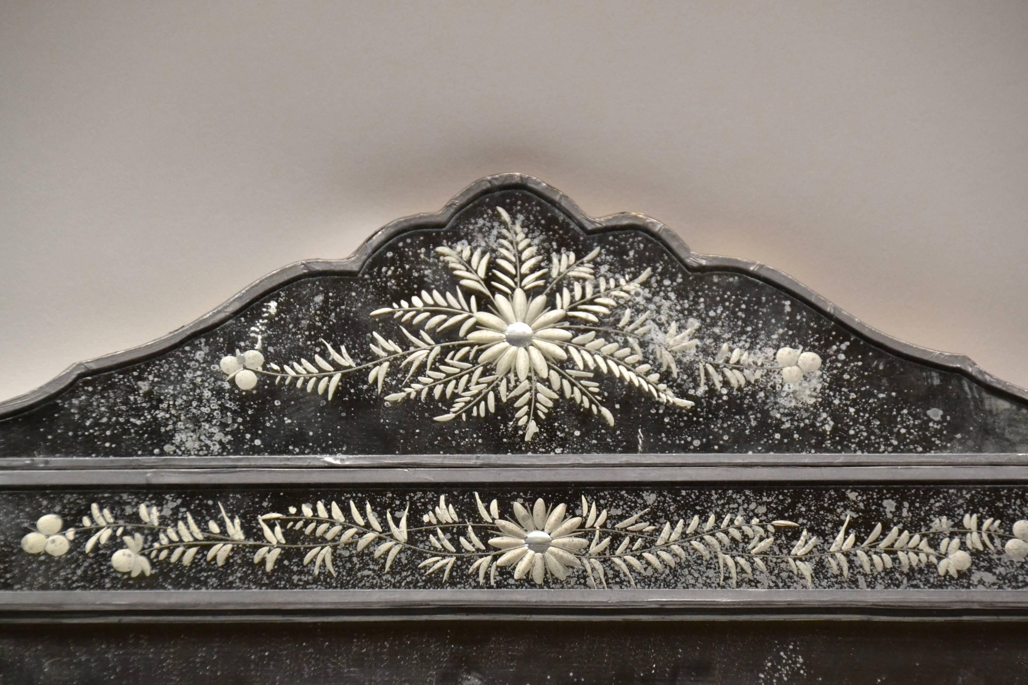 Late 19th Century Pair of Venetian Mirrors Delicately Engraved