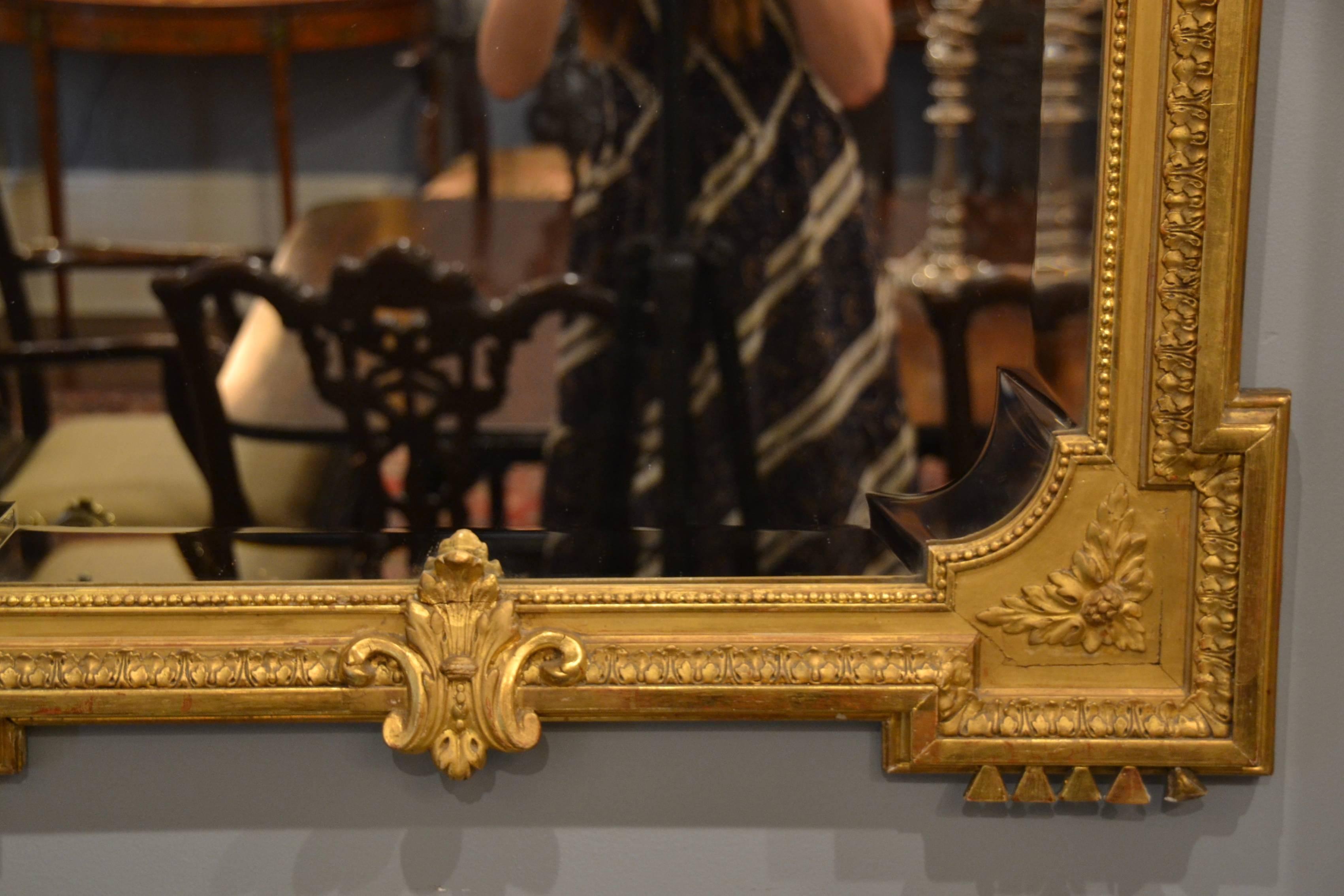 Antique Gold Leaf Bevelled Mirror In Excellent Condition In New Orleans, LA
