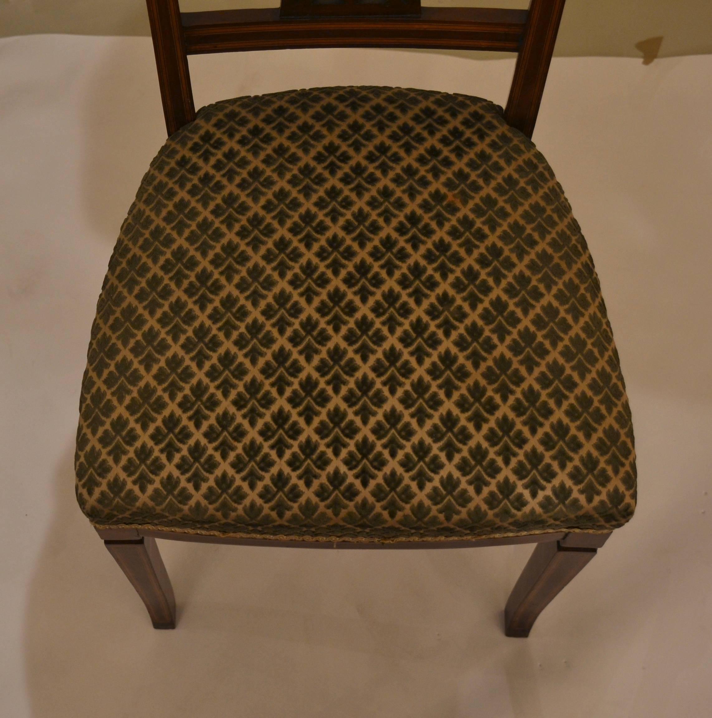 Late 19th Century Four Antique English Inlaid Side Chairs