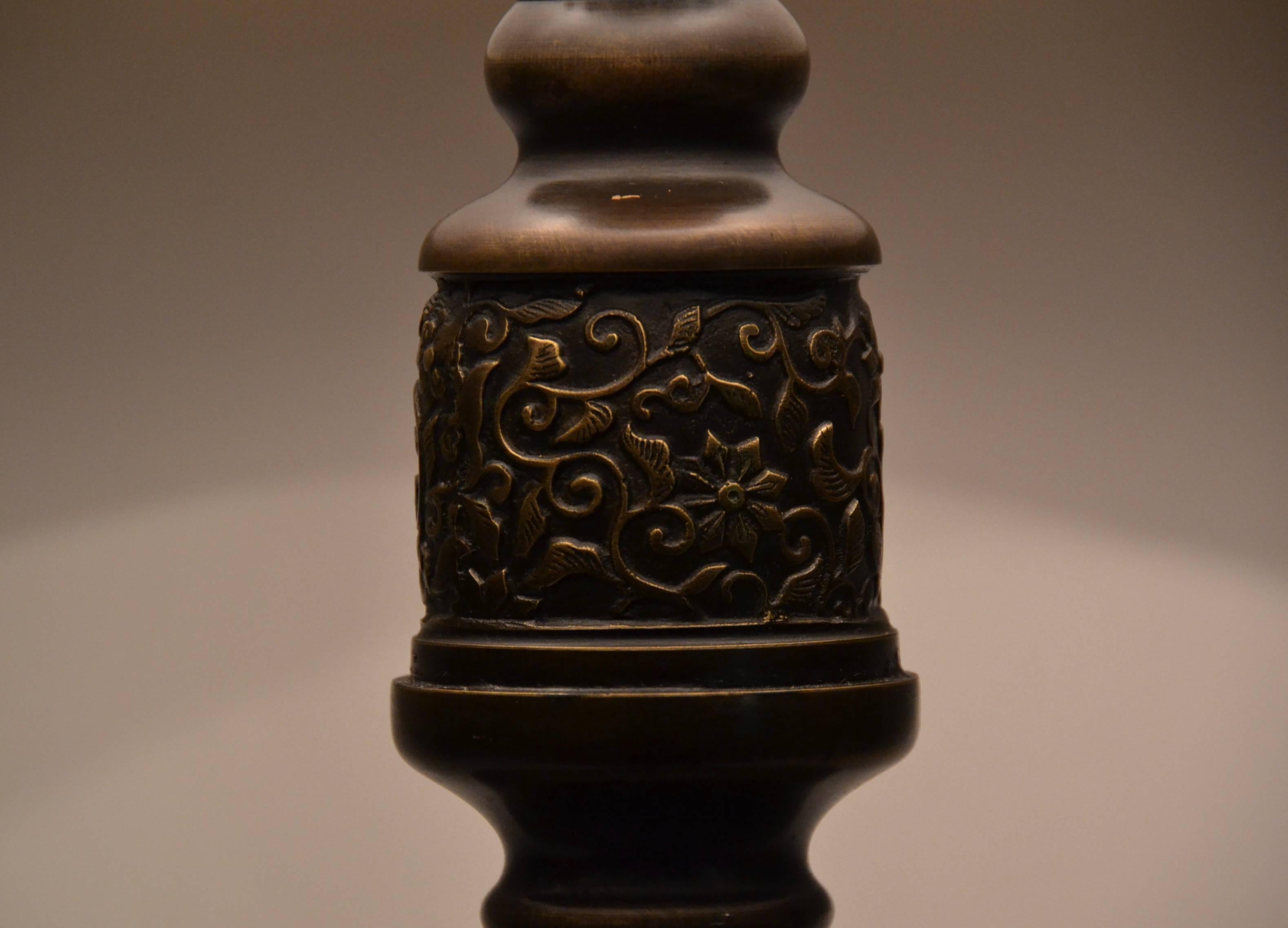 19th Century Antique Japanese Bronze Lantern Lamp For Sale