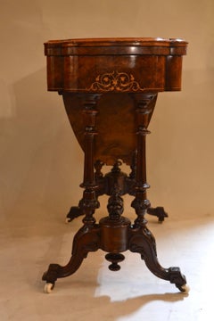 Antique English Burled Walnut Games Table
