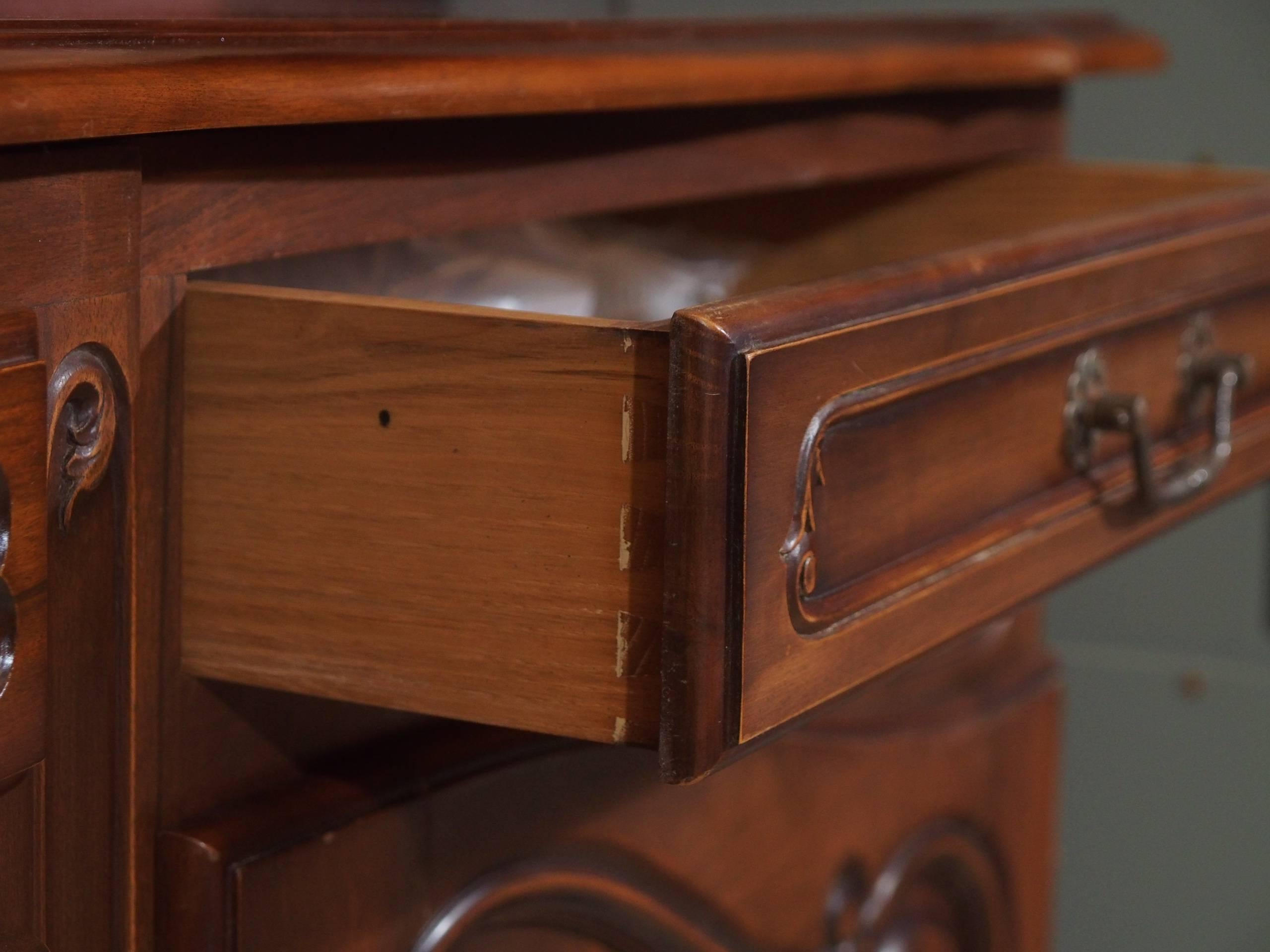 Hand-Carved Antique French Provincial Walnut Sideboard, circa 1900 For Sale