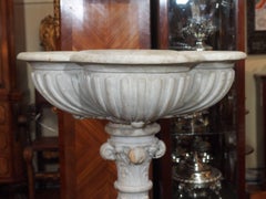 Antique Carved Carrara Marble Bird Bath