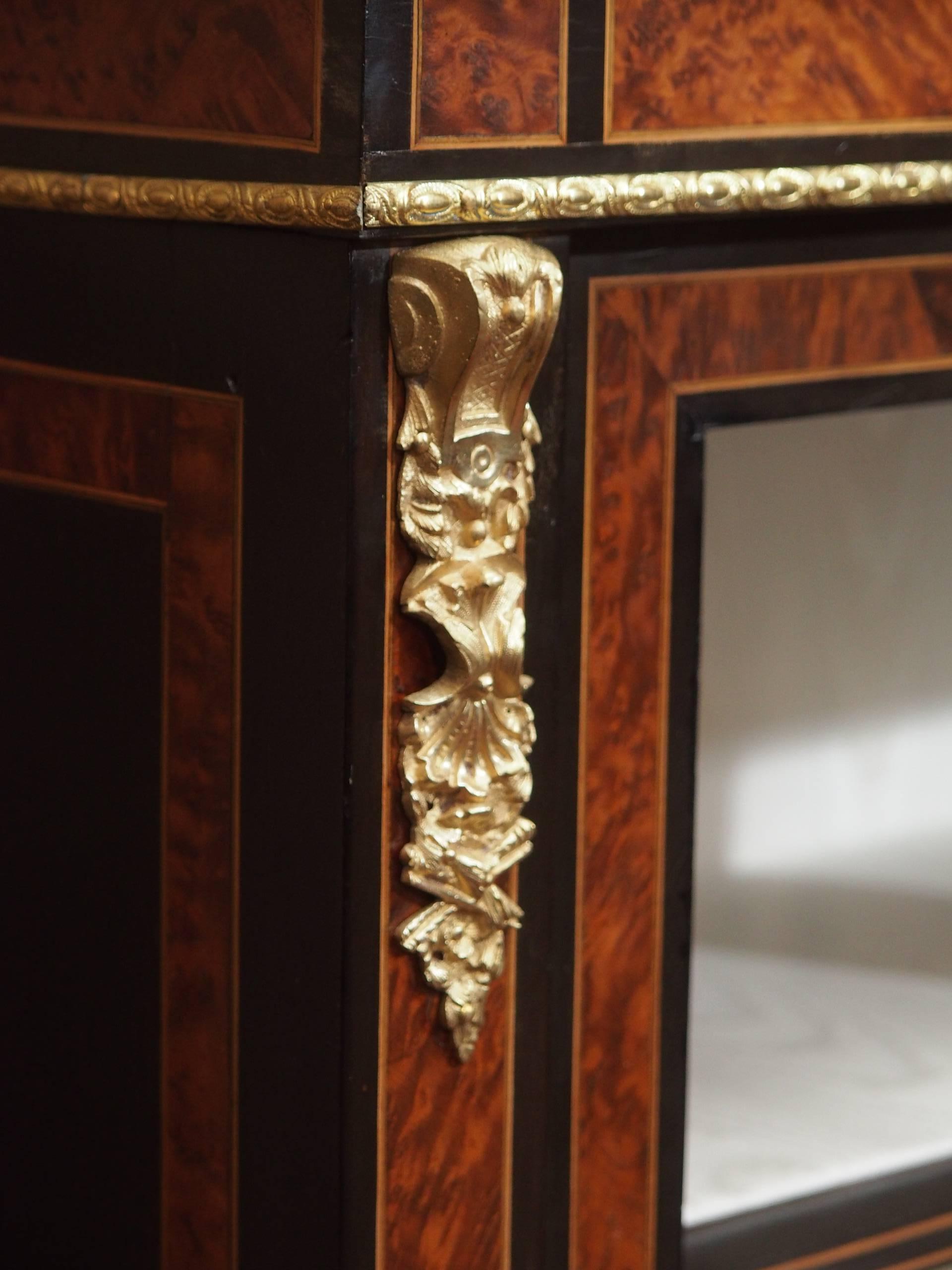 Wood Antique English Briarwood and Ebonized Cabinet For Sale