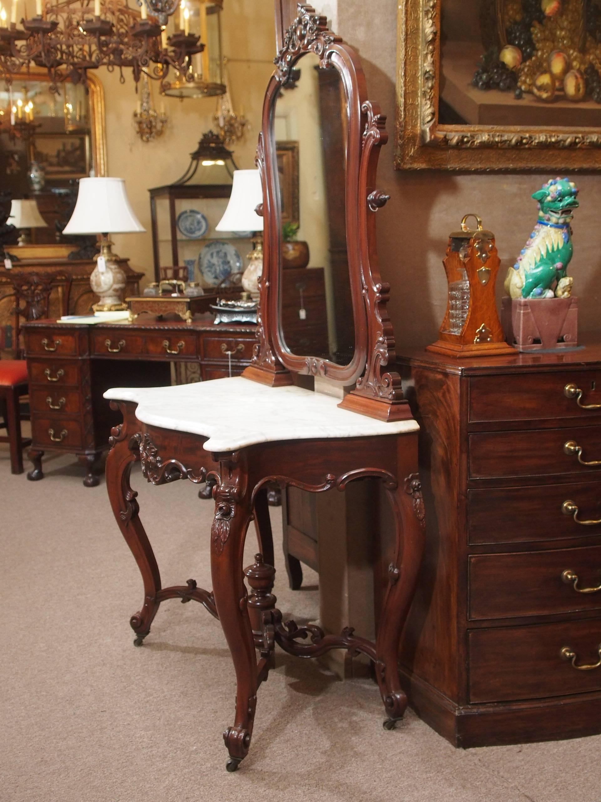 19th Century Antique Old Louisiana Mahogany Dressing Table For Sale