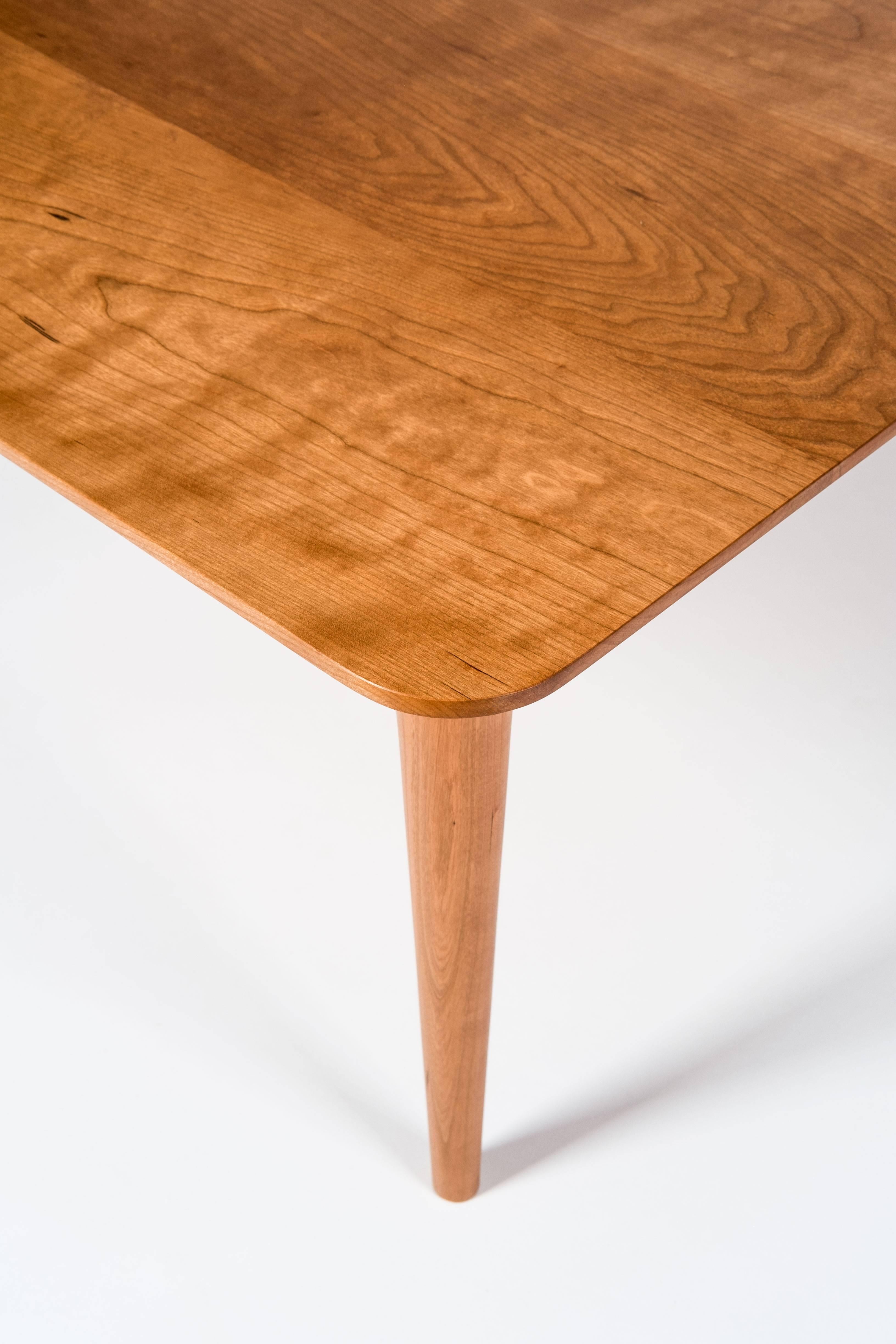 American Spire Square Coffee Table by Tretiak Works, Cherry Hand Shaped and Turned For Sale