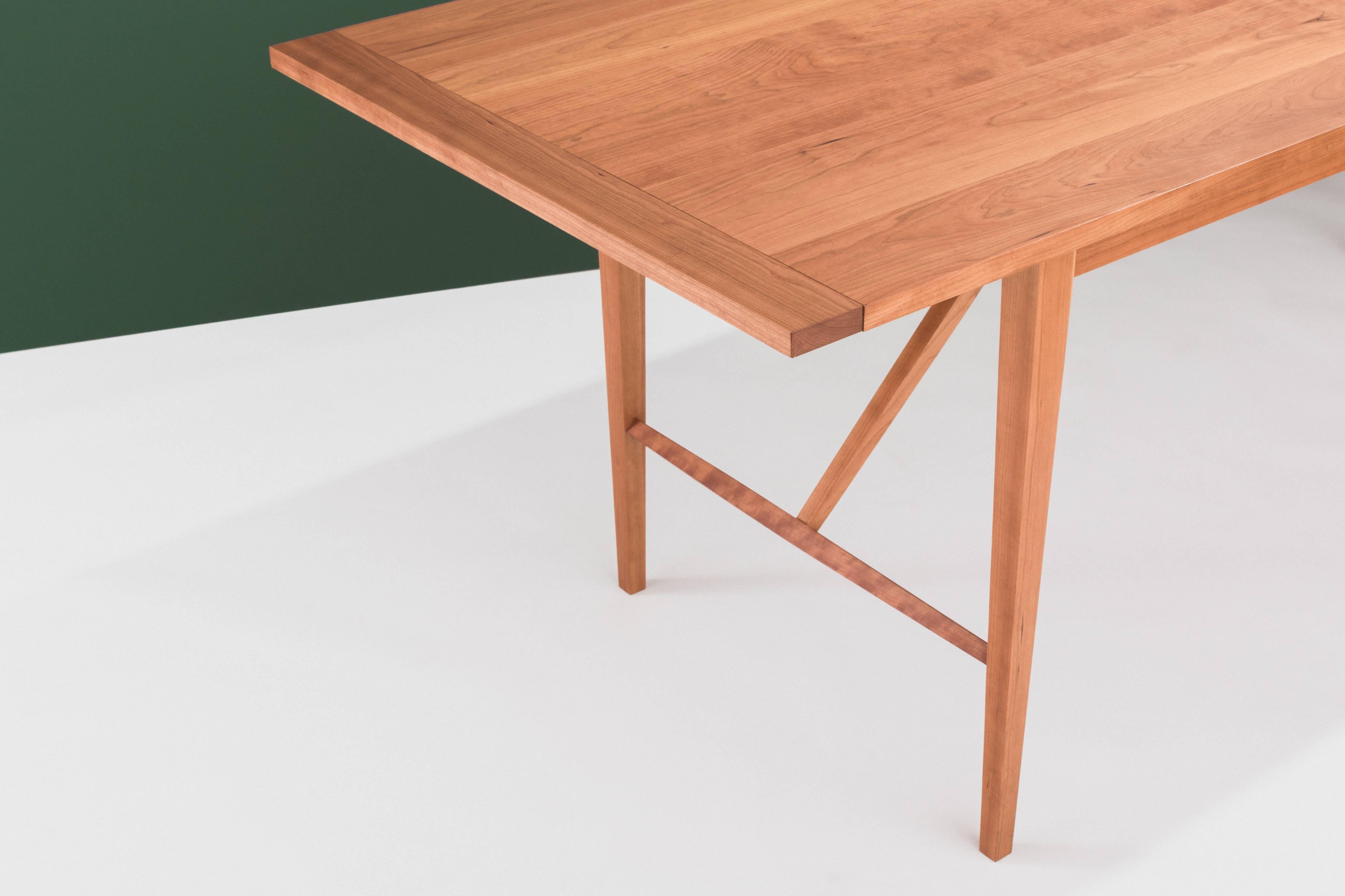 Hill Dining Table by Tretiak Works, Handcrafted Solid Cherry Shaker In New Condition For Sale In Portland, OR
