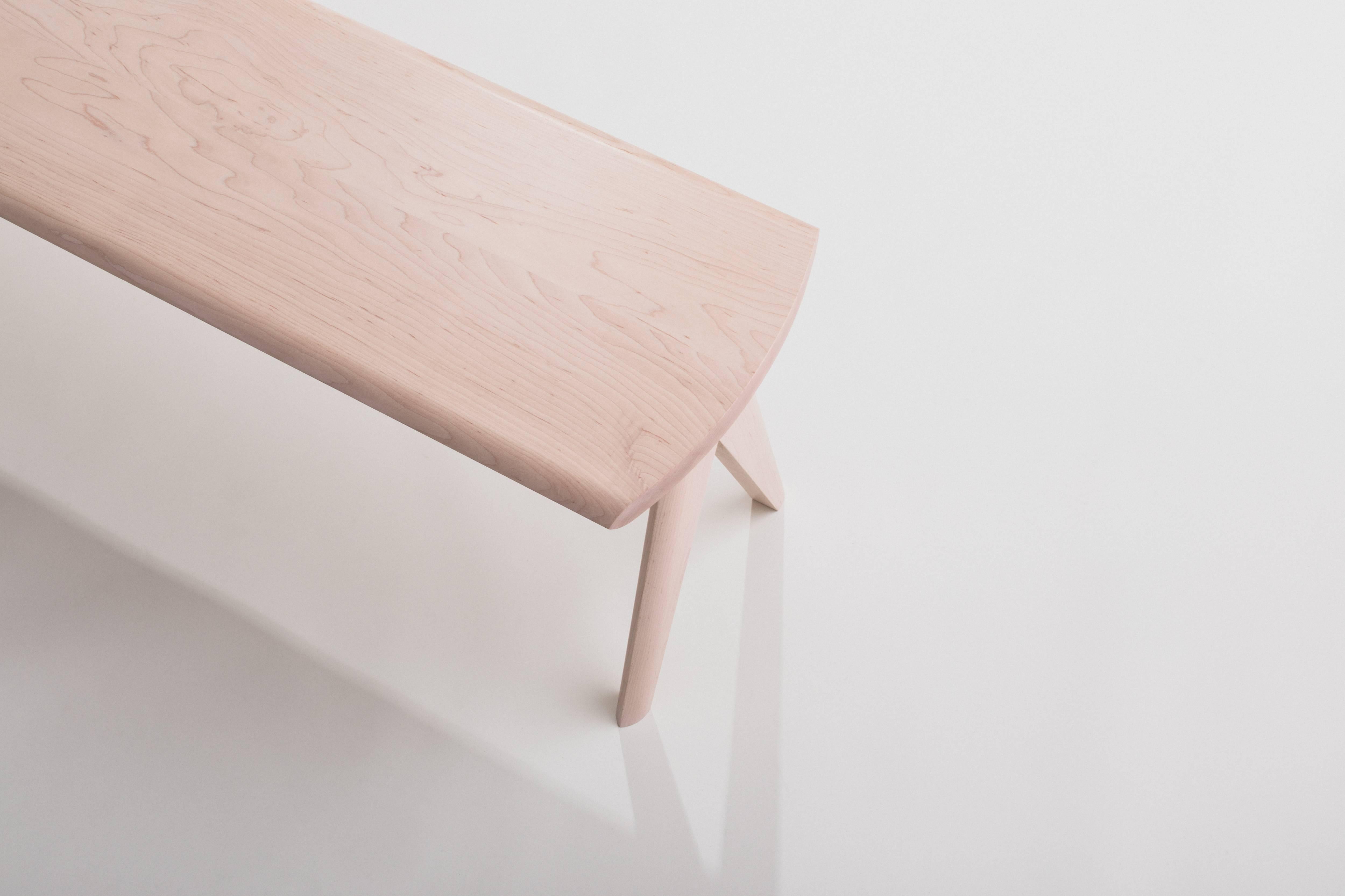 Modern Crest Bench by Tretiak Works, Contemporary Handmade Solid Maple Bench For Sale